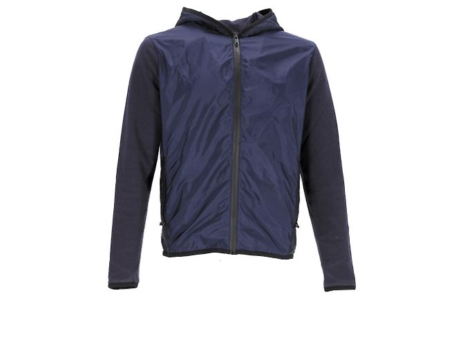 Prada Kapuzenpullover mit Reißverschluss aus Baumwolle und Nylon in Marineblau - Ansicht 6