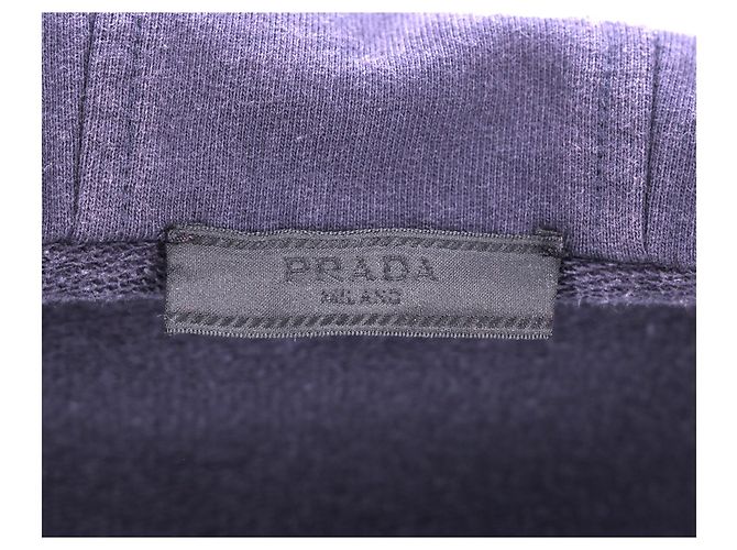 Prada Kapuzenpullover mit Reißverschluss aus Baumwolle und Nylon in Marineblau - Ansicht 9