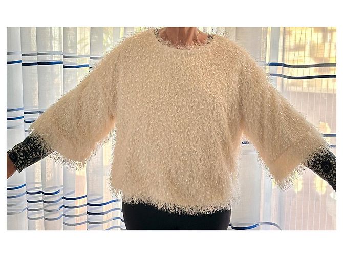 Autre Marque Pull Corner Flora Couleur Eggshell Blanc cassé - vue 2