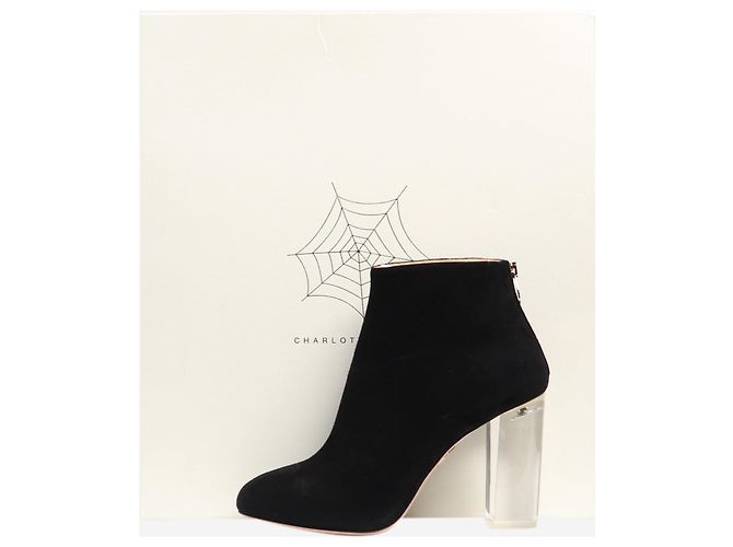 Charlotte Olympia Schwarze Wildleder-Stiefelette - Größe EU 41 - Ansicht 6