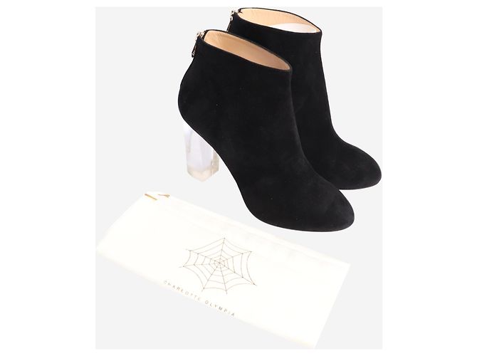 Charlotte Olympia Schwarze Wildleder-Stiefelette - Größe EU 41 - Ansicht 7