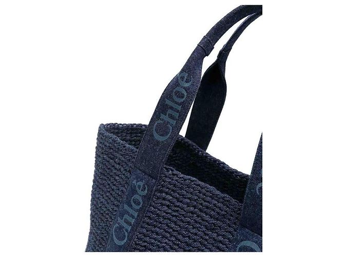 Borsa Chloé Woody in denim blu indaco Blu navy - vista 2