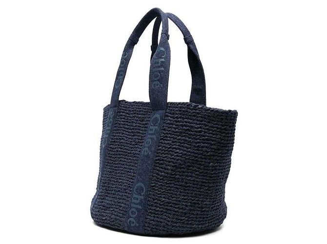 Borsa Chloé Woody in denim blu indaco Blu navy - vista 4