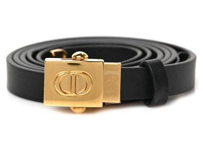 Christian Dior CD Logo Gürtel aus schwarzem Leder - Ansicht 3