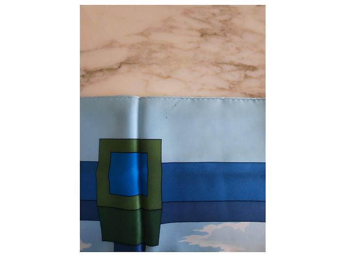 Bufanda Hermès titulada 'Perspectiva' 90 cm - Estado cercano a Nuevo Azul - vista 5
