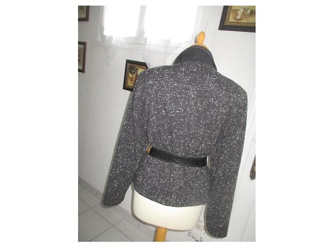 Weill Houndstooth Wool Jacket Dark Grey - view 2
