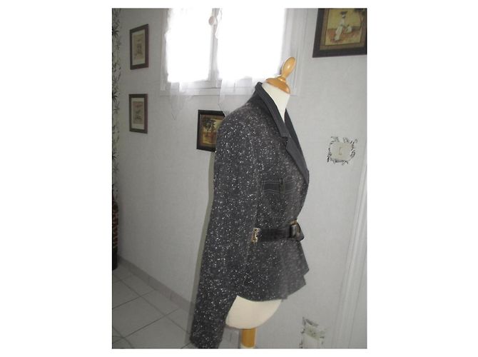 Weill Houndstooth Wool Jacket Dark Grey - view 5