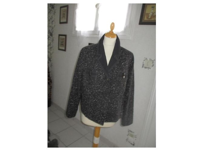Weill Houndstooth Wool Jacket Dark Grey - view 6