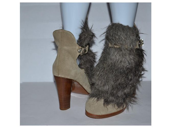 Botins Pinko bege em camurça - vista 2