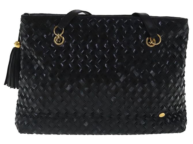 BALLY Borsa a Spalla in Pelle Verniciata Nera e Oro Auth 97194 Nero D'oro - vista 13