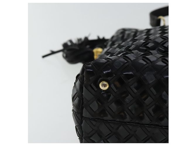 BALLY Borsa a Spalla in Pelle Verniciata Nera e Oro Auth 97194 Nero D'oro - vista 14