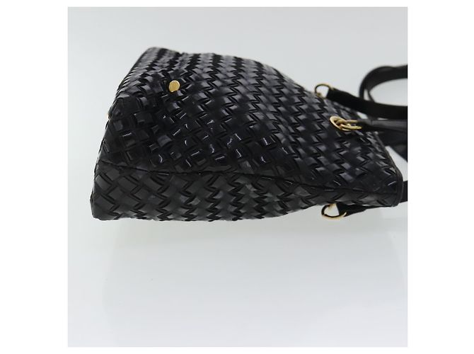 BALLY Borsa a Spalla in Pelle Verniciata Nera e Oro Auth 97194 Nero D'oro - vista 4