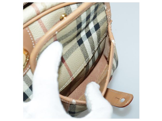 Autre Marque Borsa a spalla Burberrys Nova Check PVC Beige Oro Auth 96329 D'oro - vista 26