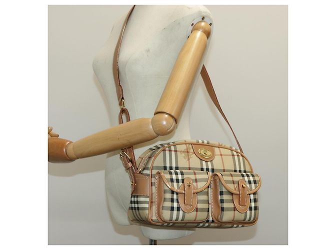 Autre Marque Borsa a spalla Burberrys Nova Check PVC Beige Oro Auth 96329 D'oro - vista 27