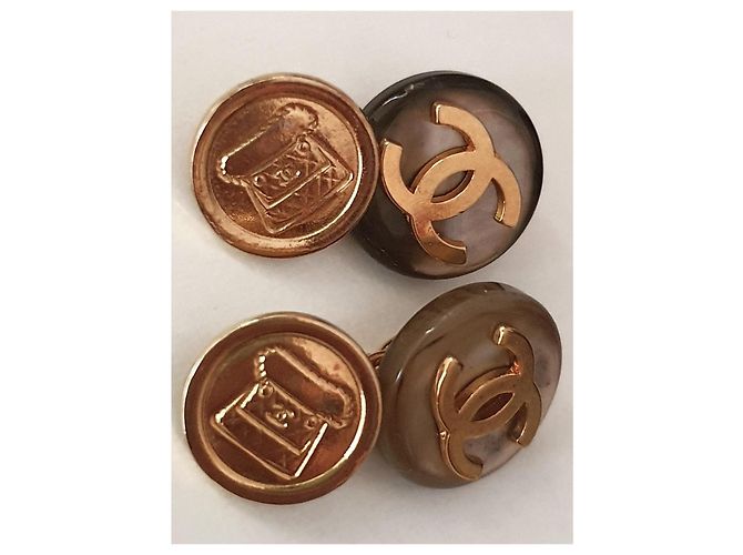 Gemelli da polso unisex vintage Chanel Gold hardware - vista 2