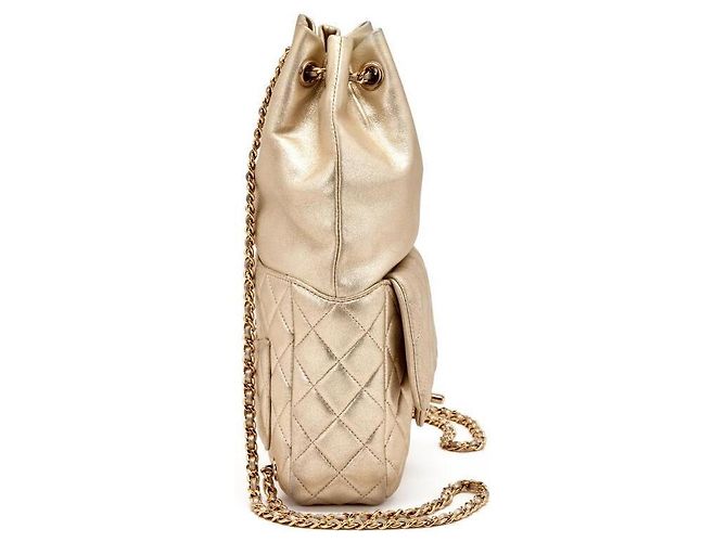 Chanel Metallic Gold Quilted Lammfell Rucksack Golden Gold hardware - Ansicht 2