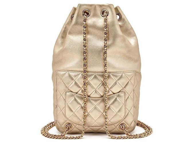 Chanel Metallic Gold Quilted Lammfell Rucksack Golden Gold hardware - Ansicht 3