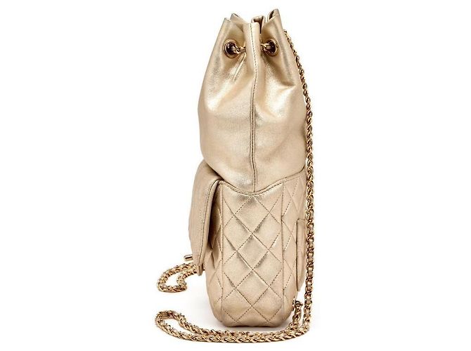 Chanel Metallic Gold Quilted Lammfell Rucksack Golden Gold hardware - Ansicht 4