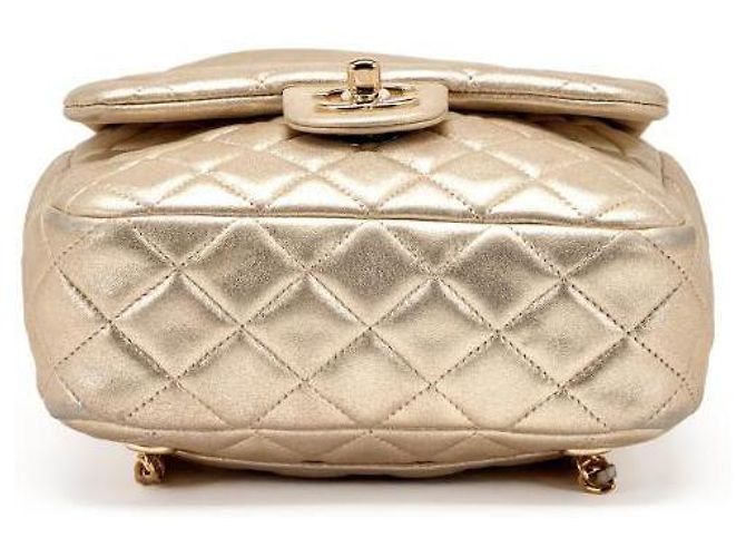 Chanel Metallic Gold Quilted Lammfell Rucksack Golden Gold hardware - Ansicht 5