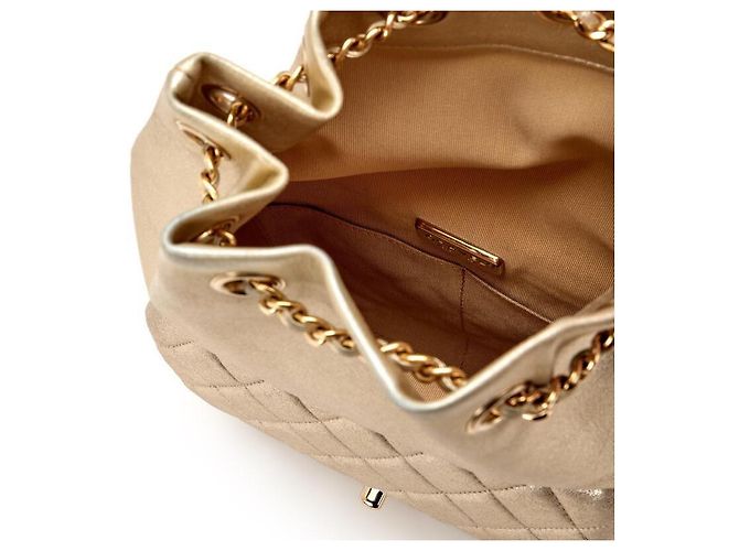 Chanel Metallic Gold Quilted Lammfell Rucksack Golden Gold hardware - Ansicht 6