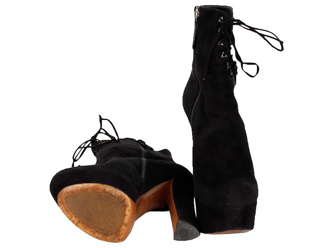 Alaïa Stivaletti in suede nero con lacci - Anni '20 - vista 5