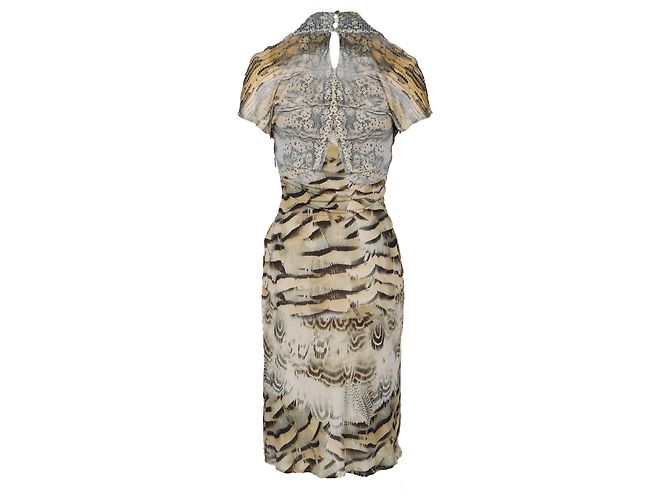 Vestido con estampado de plumas Roberto Cavalli - años 00 - vista 2