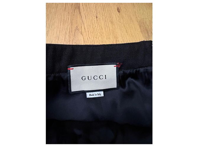 Falda Gucci de lino negra Negro - vista 2