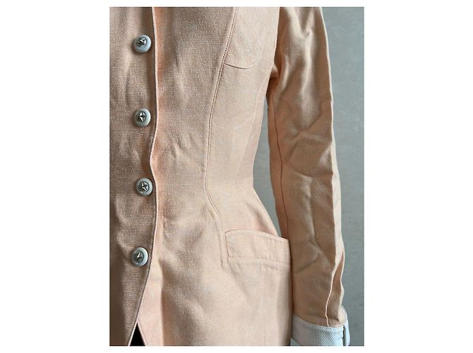 Thierry Mugler Jacke Leinen Pfirsich Angeln - Ansicht 5