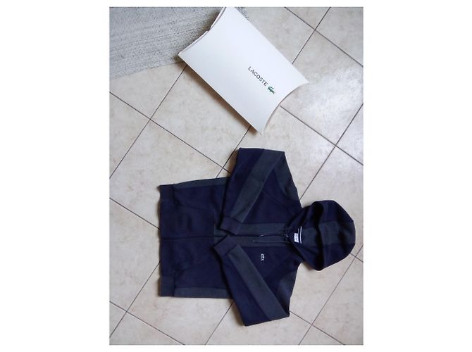 Lacoste Two-tone Sweatshirt Jacket Cotton Dark Grey Navy Blue - view 7