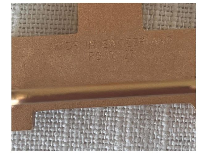 Hermès H Gürtel Blau Taupe Leder 95 cm - Ansicht 10