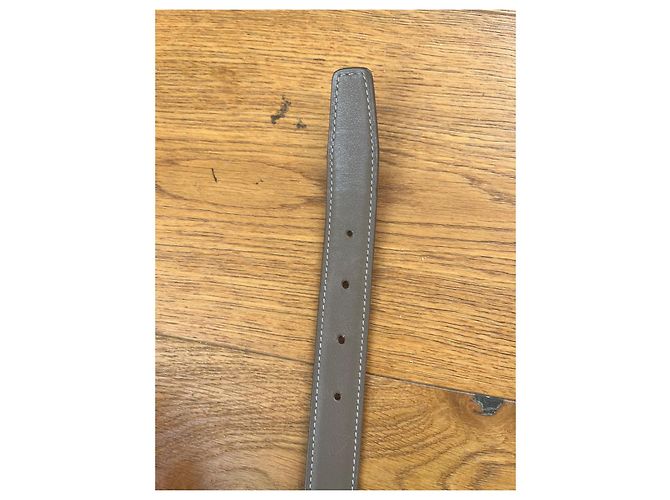 Hermès H Gürtel Blau Taupe Leder 95 cm - Ansicht 6