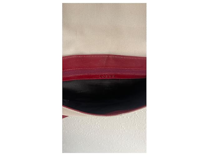 Borsa Loewe Rossa ed Eggshell in pelliccia e nylon Rosso Bianco sporco - vista 5