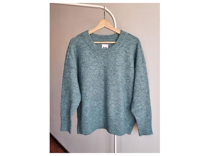 Day Birger & Mikkelsen Türkisfarbener Wollmischpullover von DAY Birger et Mikkelsen Hellblau - Ansicht 2