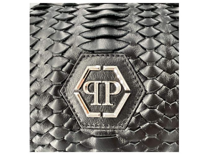 Philipp Plein Bolsa de viagem em couro Hexagon preta - vista 9