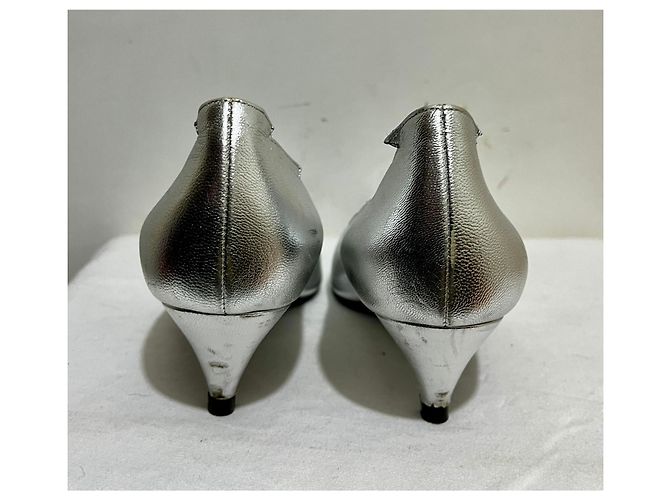 Saint Laurent Charlotte 55 Pump Tacchi Kitten Argento - vista 2