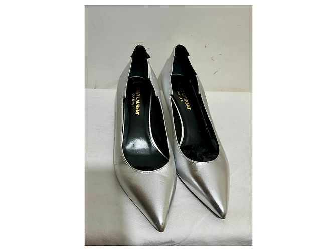 Saint Laurent Charlotte 55 Pump Tacchi Kitten Argento - vista 4