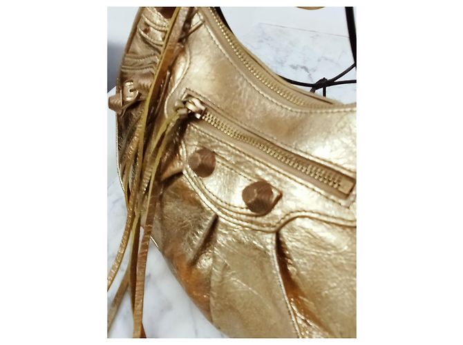 City Borsa a spalla Balenciaga Cagole in Pelle d'agnello Dorata D'oro - vista 10