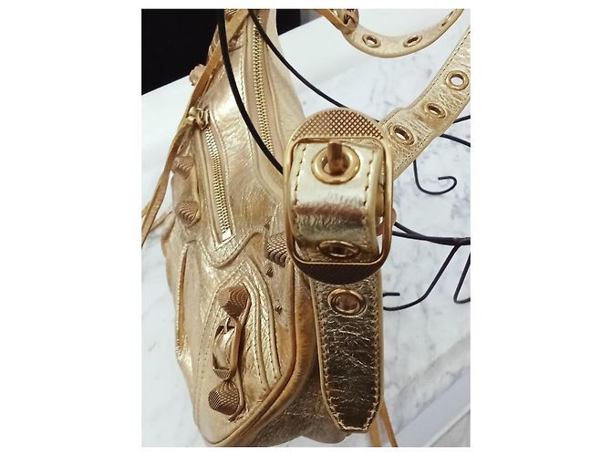 City Borsa a spalla Balenciaga Cagole in Pelle d'agnello Dorata D'oro - vista 11