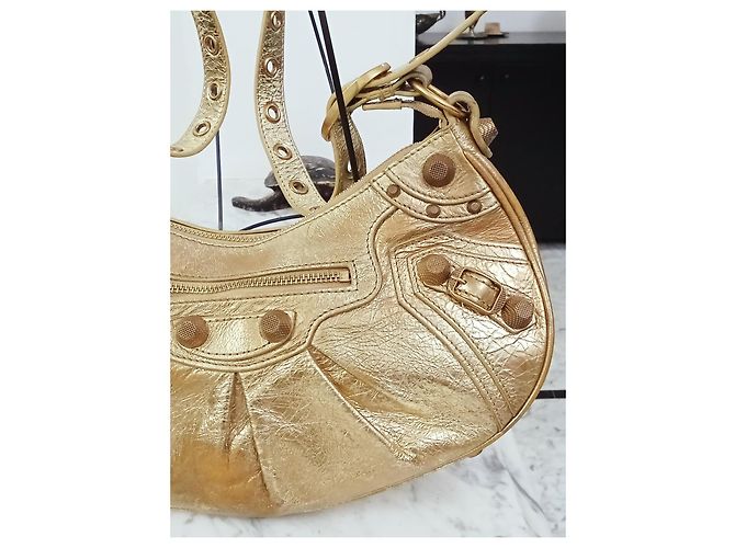 City Borsa a spalla Balenciaga Cagole in Pelle d'agnello Dorata D'oro - vista 13
