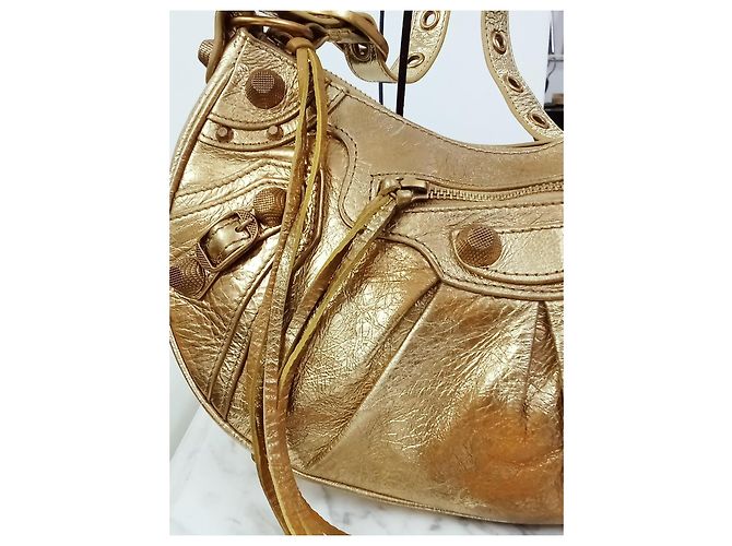 City Borsa a spalla Balenciaga Cagole in Pelle d'agnello Dorata D'oro - vista 14