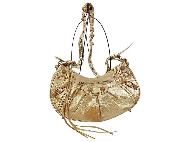 City Borsa a spalla Balenciaga Cagole in Pelle d'agnello Dorata D'oro - vista 3