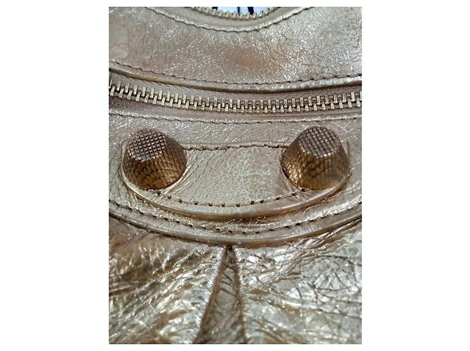 City Borsa a spalla Balenciaga Cagole in Pelle d'agnello Dorata D'oro - vista 9