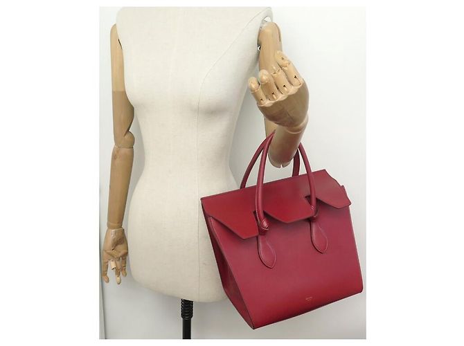Céline BOLSA DE MÃO CELINE TIE BAG MINI COURO VERMELHO 25CM - vista 8