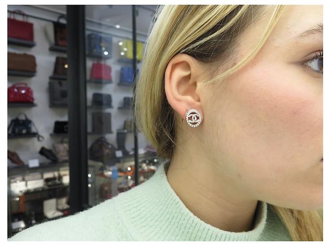 NEUN CHANEL STECKOHRRINGE CC LOGO STRASS SILBERMETALL - Ansicht 11