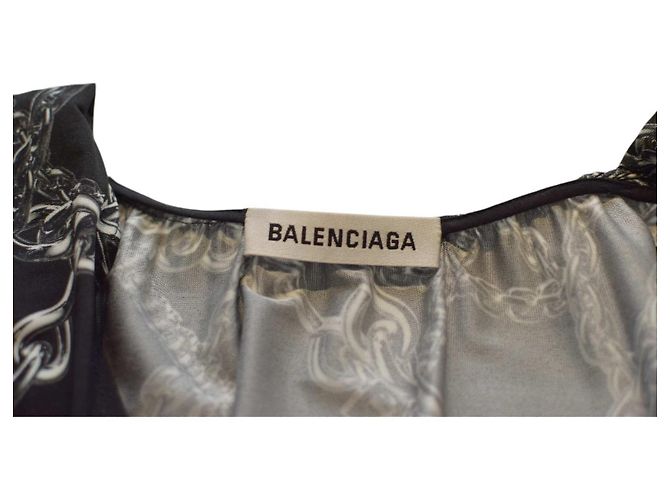 Balenciaga Chains Typo Mini Kleid Schwarz Weiß Viskose Mehrfarben - Ansicht 3