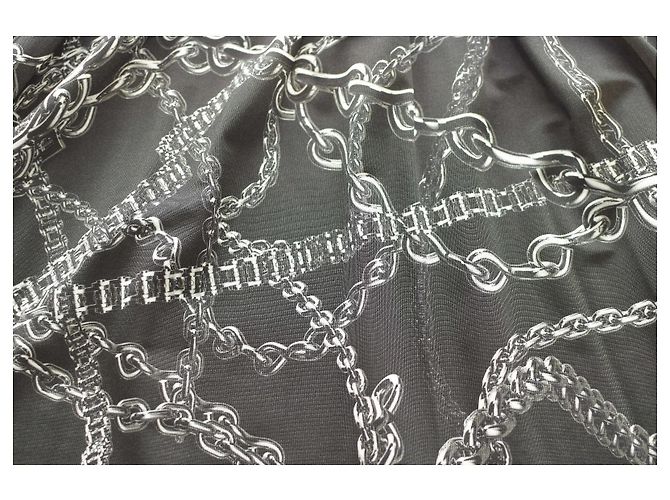 Balenciaga Chains Typo Mini Kleid Schwarz Weiß Viskose Mehrfarben - Ansicht 8