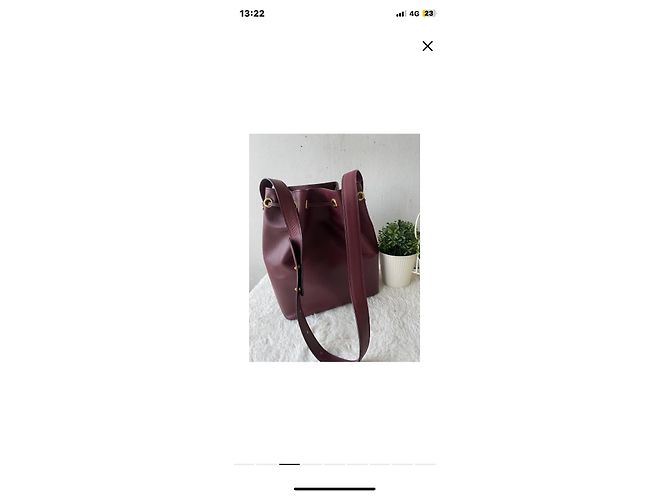 Borsa a secchiello Cartier in pelle rosso scuro Bordò - vista 3