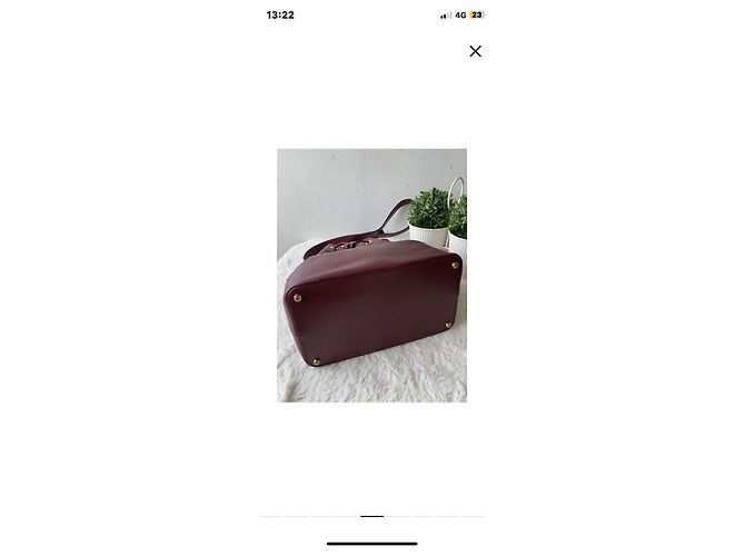 Borsa a secchiello Cartier in pelle rosso scuro Bordò - vista 5