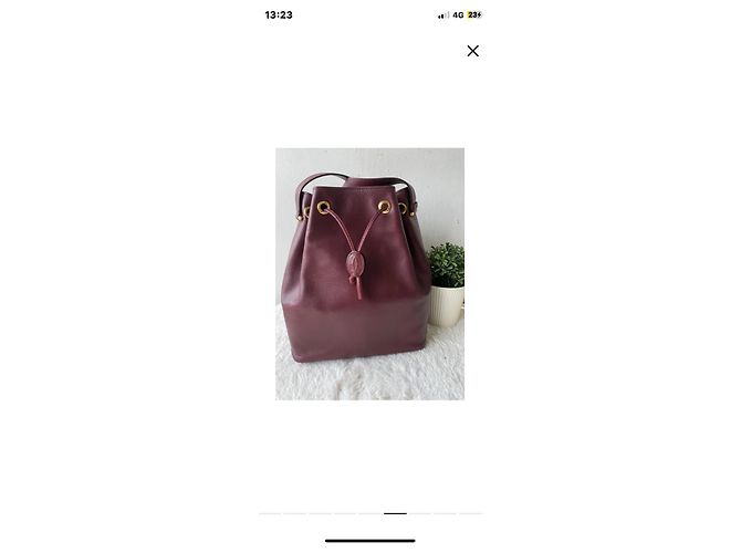 Borsa a secchiello Cartier in pelle rosso scuro Bordò - vista 6