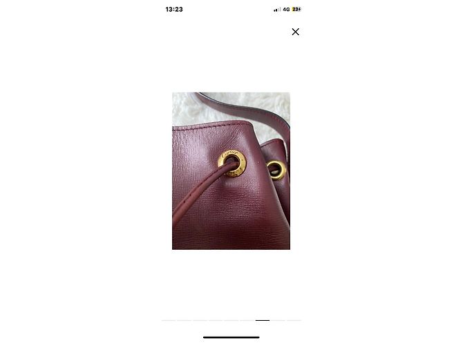Borsa a secchiello Cartier in pelle rosso scuro Bordò - vista 8